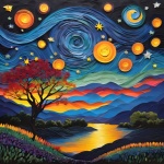 Starry Night Art Landscape