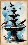 Stone Fountain And Birds