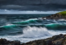 Storm Sea Waves Landscape