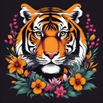 Tattoo Motif Tiger Flowers