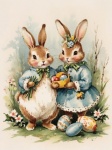 Vintage Rabbits And Easter Eggs
