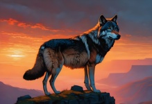 Wolf Sunset Grand Canyon