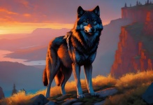 Wolf Sunset Grand Canyon
