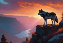 Wolf Sunset Landscape