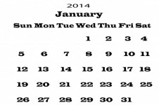 2014 Calendar January Template