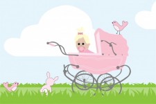 Baby Girl Vintage Stroller