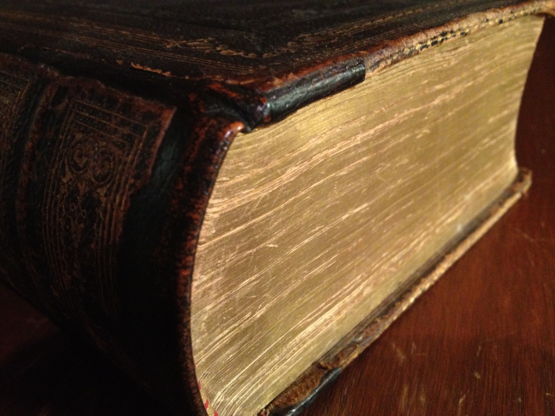 Closeup of gilt-edged antique Bible