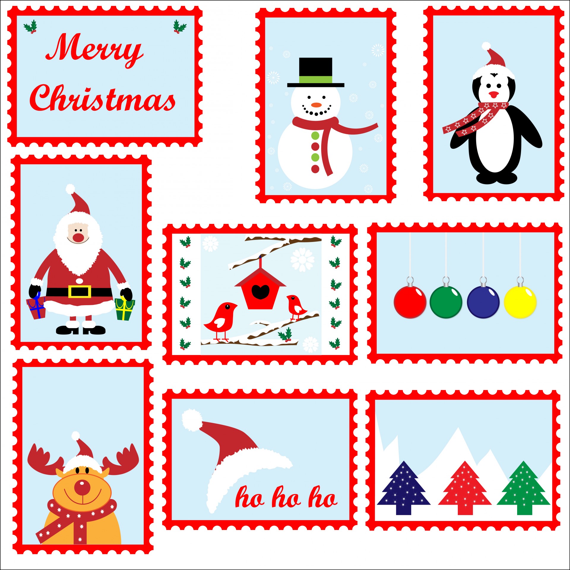 Christmas Postage Stamps Template