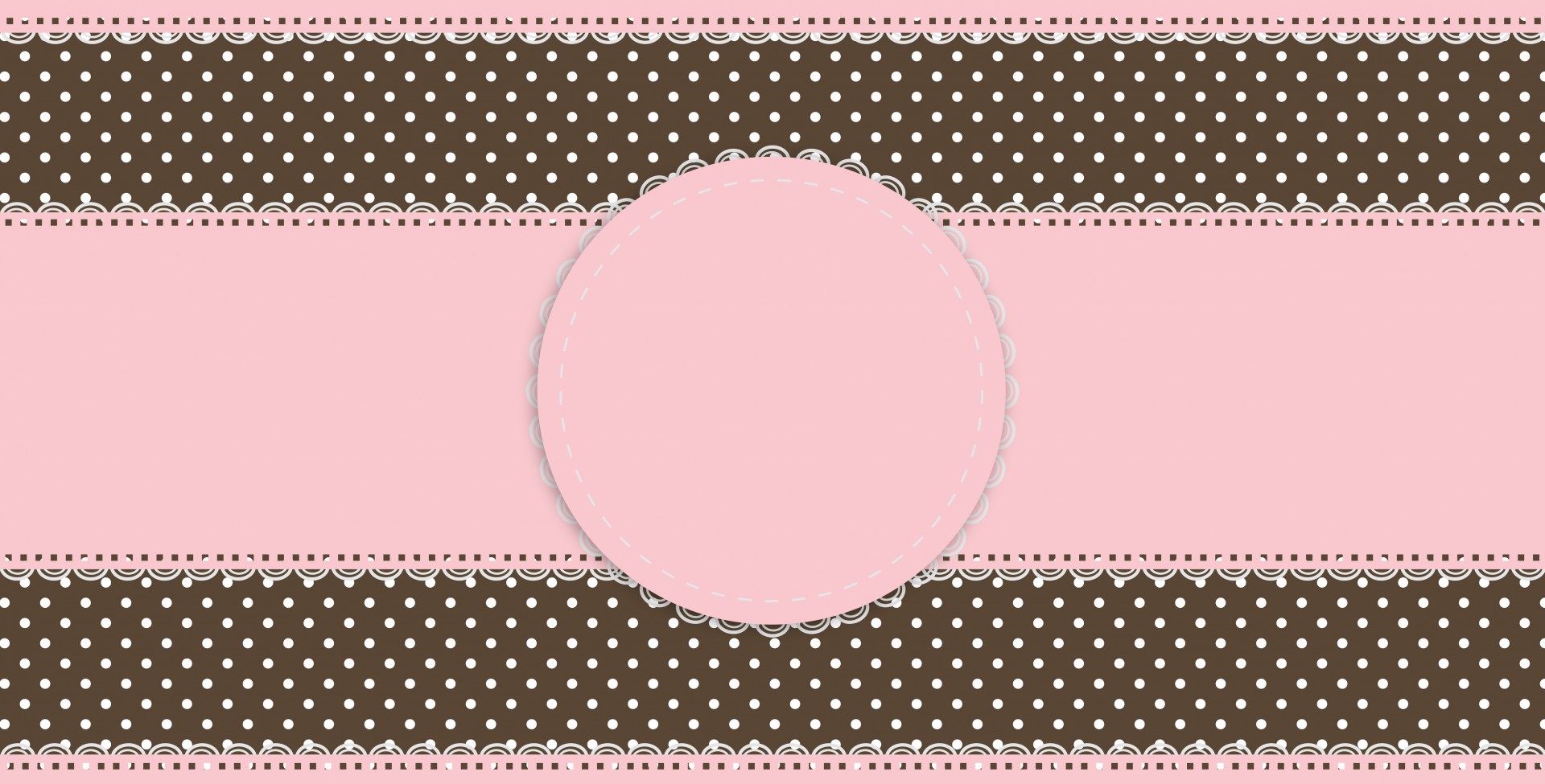 Pink Lace and brown and white polka dots fancy border