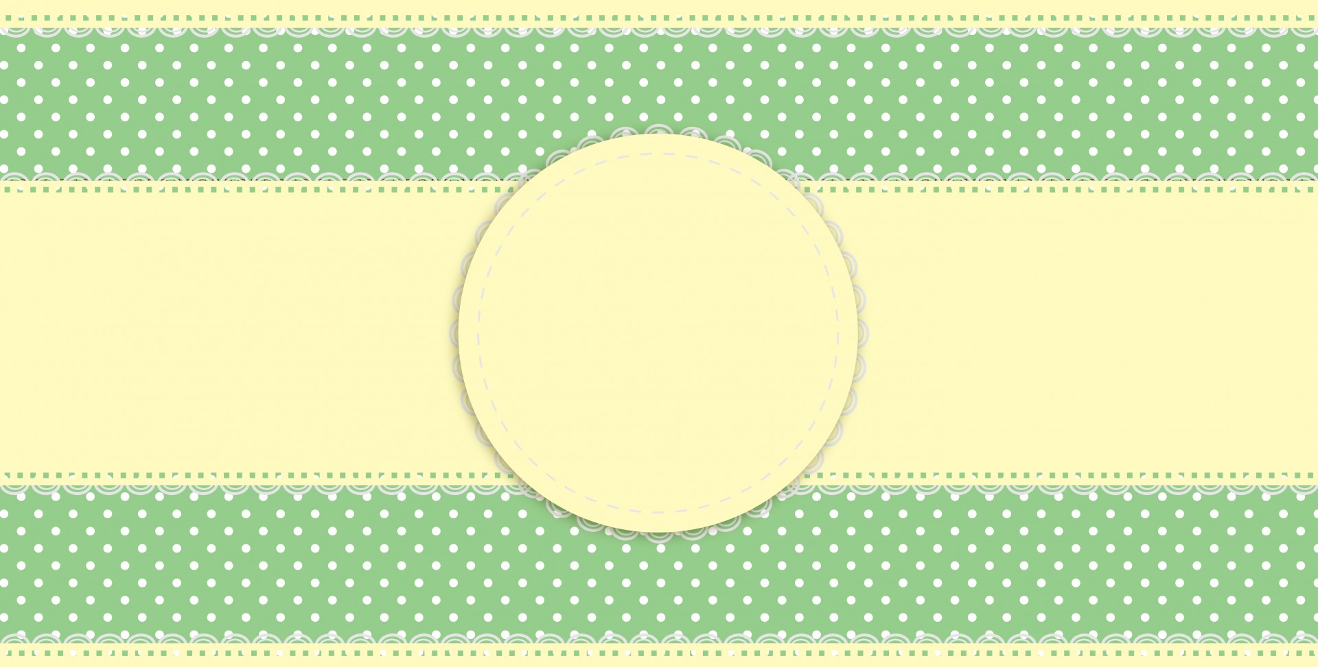Pretty lacey polka dots green and yellow fancy border trim