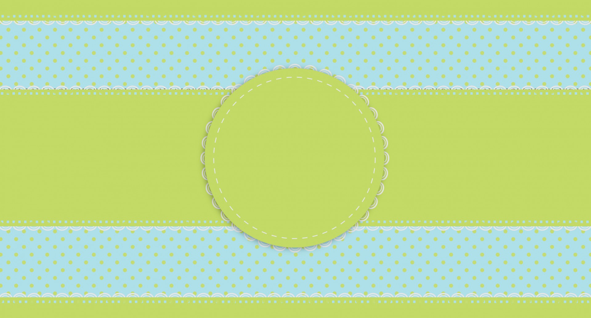Fancy lace polka dots border trim in blue and green spots, dots