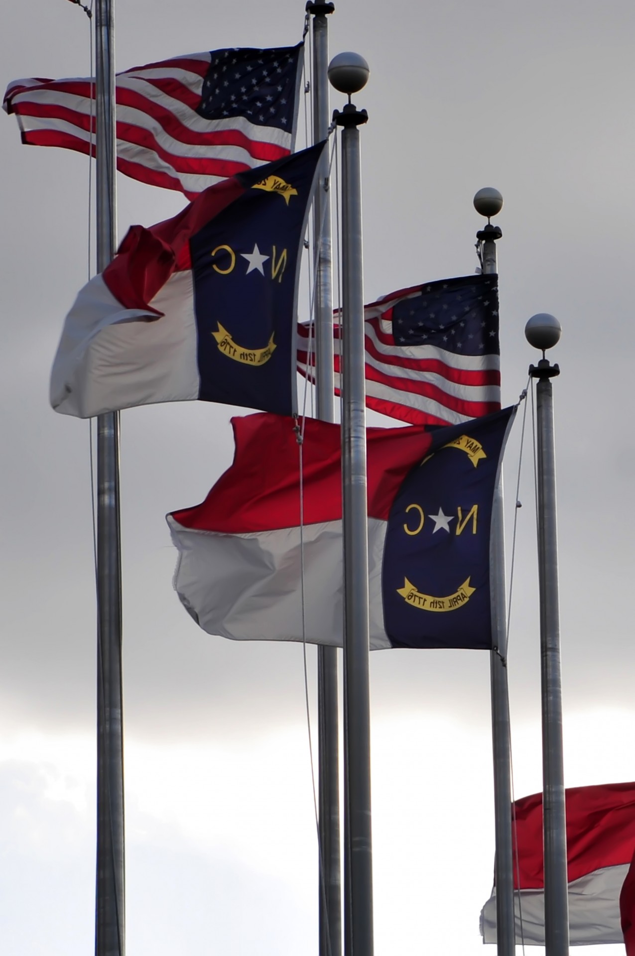 North Carolina And American Flags