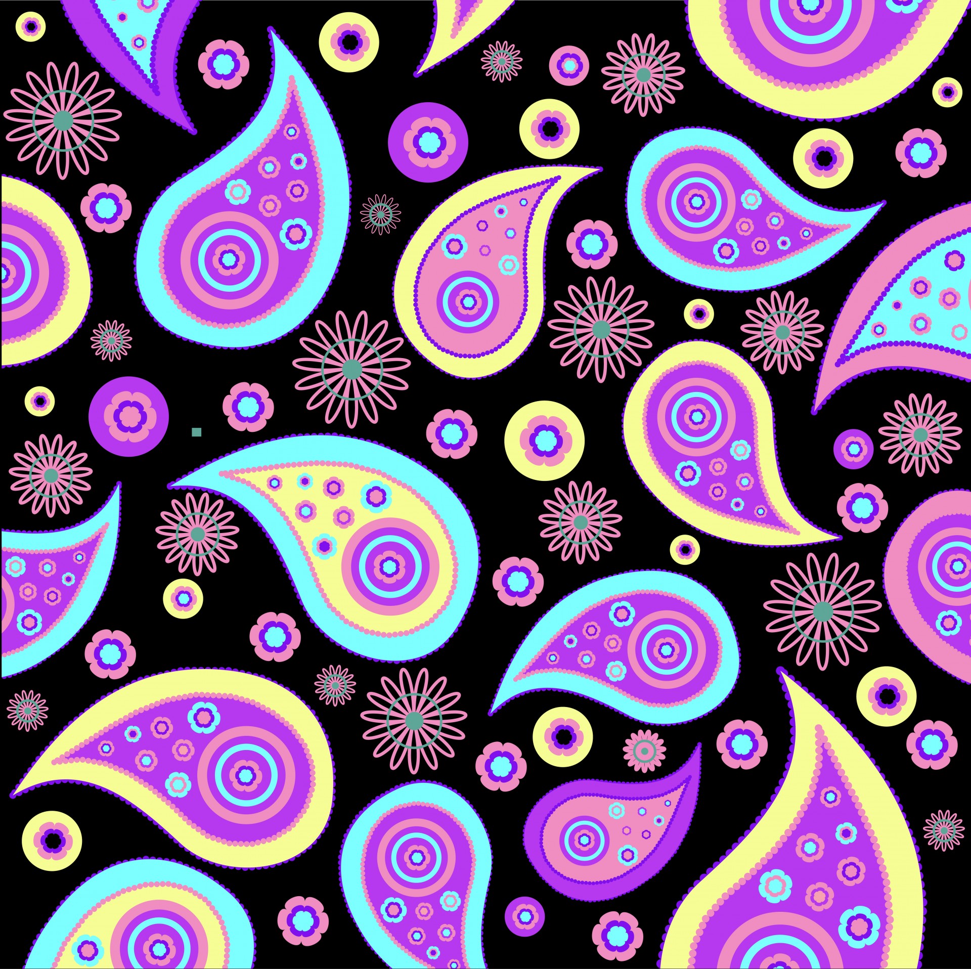 Bright colorful paisley pattern wallpaper background