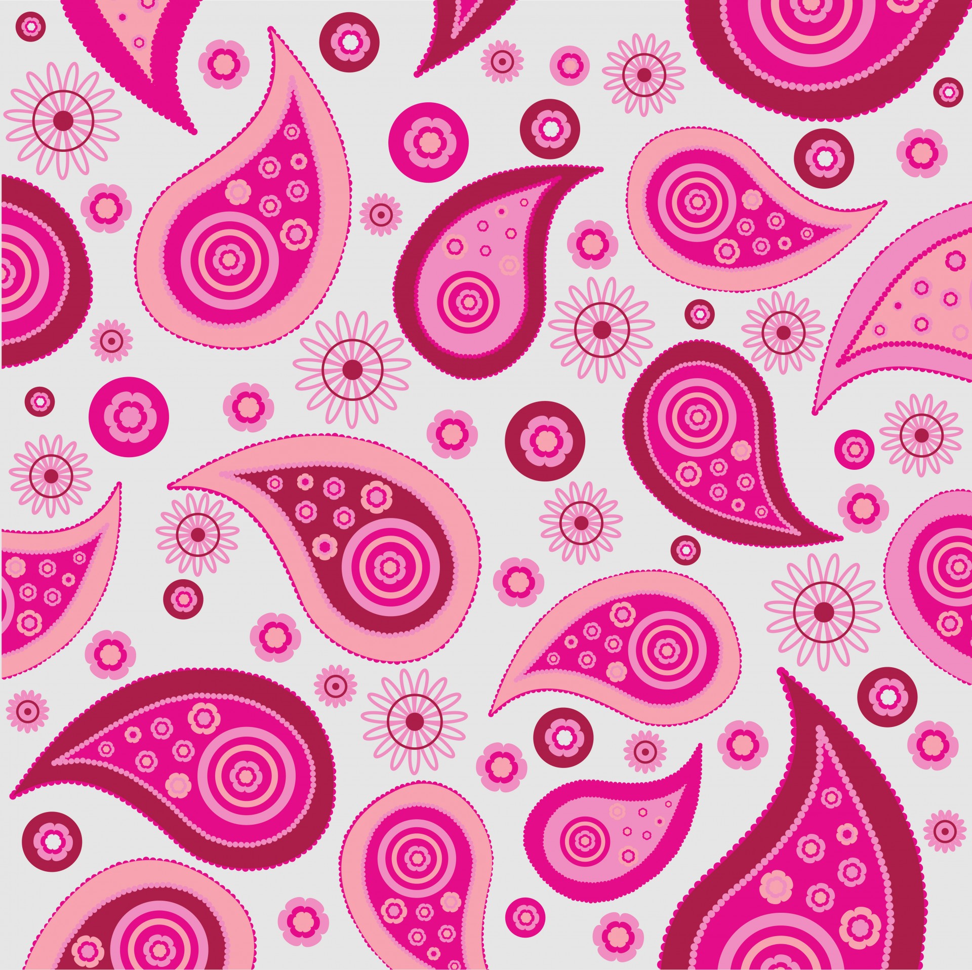 Colorful paisley pattern background wallpaper in shades of pink