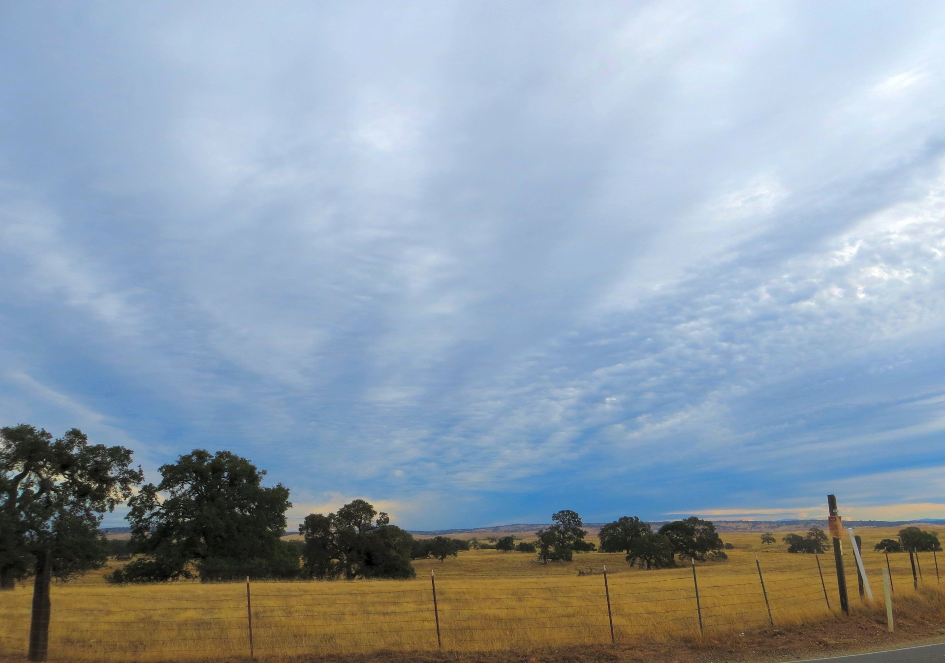 Big sky south of Folsom California; sky, field, landscape