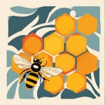 Bee Sitting On Honeycomb