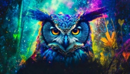 Bird Owl Digital Painting Art