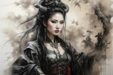 Chinese Vampire Warrior Drawing