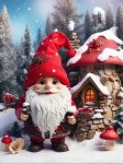 Christmas Gnome And Mushroom House