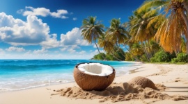 Coconut On Tropical Beach