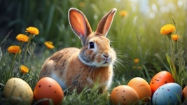 Easter Rabbit In The Garden