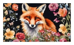 Fox And Flowers Illustration