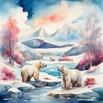 Watercolor Polar Bear Artic Print