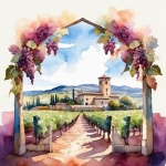 Watercolor Vineyard Art Print