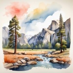 Yosemite Watercolor Illustration