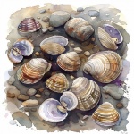 Clam Shells On Beach