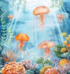 Jellyfish Watercolor Art Print