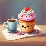 Muffin And Coffee Or Tea Art