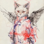 Angel Kitty Sketched Art Print