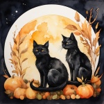 Halloween Cats Background Art