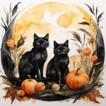 Halloween Cats Background Art