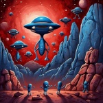 Cartoon Aliens And Spaceships Art