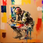 Male Artist With Paints Abstract
