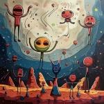 Funny Aliens And Spaceships Art