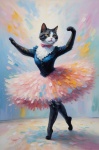Black Cat Ballerina Art Print