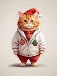 Macho Fat Christmas Cat