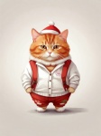 Macho Fat Christmas Cat