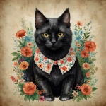Black Cat Vintage Portrait