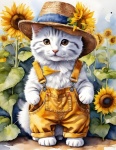 Cat Sunflower Garden Art