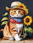 Cat Sunflower Garden Art