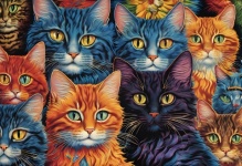 Cats Kittens Faces Art