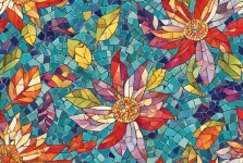 Mosaic Flowers And Leaves