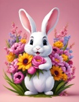 Cute Bunny With Flowers