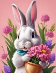 Cute Bunny With Flowers