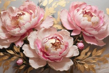 Pink, Gold Peony Flowers