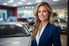 Smiling Professional Car Saleswoman